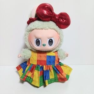 Custom Lego Brick Dress and Metallic Bow Made to Fit Labubu